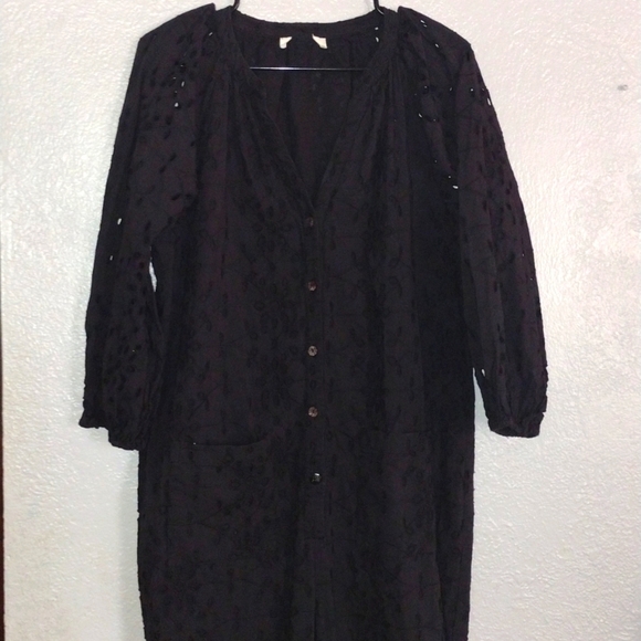 Cleobella Penelope Black Eyelet Jumpsuit 100% Organic Cotton M/L - Picture 1 of 6